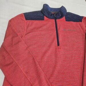 Vineyard Vines Performance Mens XL Quarter Zip Pullover Red Navy Blue Striped
